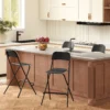 2 delige set barkrukken, inklapbare barstoelen met stalen frame, voor keuken, eetkamer, zwart 9