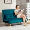2 zits slaapbank, bedbank, om te bouwen tot bed, verstelbare rugleuning, stoffen bekleding, metalen frame, groen 2