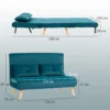 2 zits slaapbank, bedbank, om te bouwen tot bed, verstelbare rugleuning, stoffen bekleding, metalen frame, groen 4