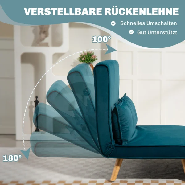 2 zits slaapbank, bedbank, om te bouwen tot bed, verstelbare rugleuning, stoffen bekleding, metalen frame, groen 6