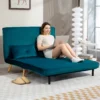2 zits slaapbank, bedbank, om te bouwen tot bed, verstelbare rugleuning, stoffen bekleding, metalen frame, groen 9