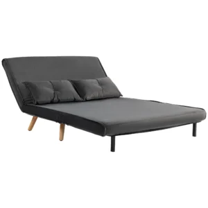 2 zits slaapbank, bedbank, om te zetten in bed, verstelbare rugleuning, stoffen bekleding, metalen frame, grijs 1