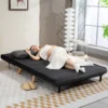 2 zits slaapbank, bedbank, om te zetten in bed, verstelbare rugleuning, stoffen bekleding, metalen frame, grijs 10