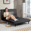 2 zits slaapbank, bedbank, om te zetten in bed, verstelbare rugleuning, stoffen bekleding, metalen frame, grijs 9