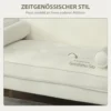 2 zitsbank, dubbele zitbank met rubberhouten poten, gestoffeerde bank voor woonkamer, slaapkamer, crèmewit 6