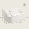 2 zitsbank, gebogen ontwerp, gestoffeerde bank met fleece hoes, voor woonkamer, slaapkamer, thuiskantoor, crèmewit 4