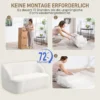 2 zitsbank, gebogen ontwerp, gestoffeerde bank met fleece hoes, voor woonkamer, slaapkamer, thuiskantoor, crèmewit 5