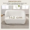 2 zitsbank, gebogen ontwerp, gestoffeerde bank met fleece hoes, voor woonkamer, slaapkamer, thuiskantoor, crèmewit 6