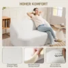2 zitsbank, gebogen ontwerp, gestoffeerde bank met fleece hoes, voor woonkamer, slaapkamer, thuiskantoor, crèmewit 7