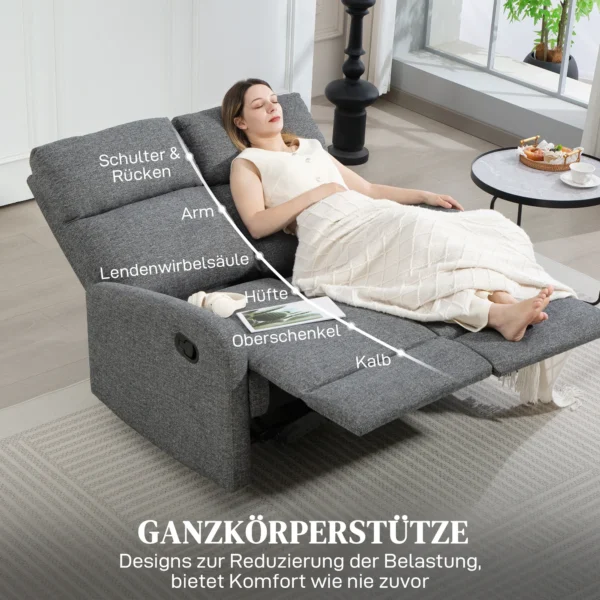 2 zitsbank, individueel verstelbare rugleuningen, voetensteun, stoffen bekleding, staal, grijs 8