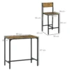 3 delige barset, staande tafel, 2 stoelen, mdf, metalen frame, waterbestendig, bruin 4