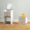 3 in 1 kaptafel met spiegel, nachtkastje, rolkruk, laden, wit 4