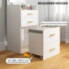 3 in 1 kaptafel met spiegel, nachtkastje, rolkruk, laden, wit 6