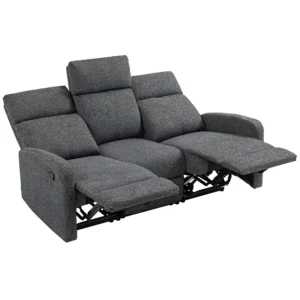 3 zitsbank, individueel verstelbare rugleuningen, voetensteun, stoffen bekleding, metaal, grijs 1