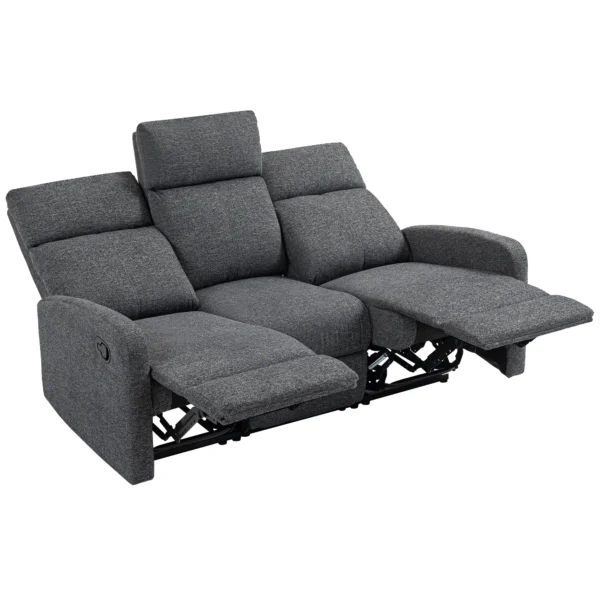 3 zitsbank, individueel verstelbare rugleuningen, voetensteun, stoffen bekleding, metaal, grijs 1