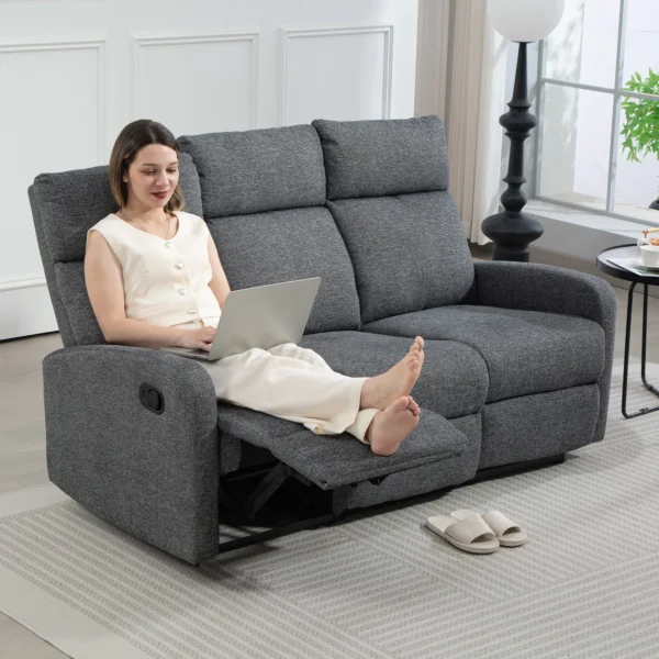 3 zitsbank, individueel verstelbare rugleuningen, voetensteun, stoffen bekleding, metaal, grijs 10