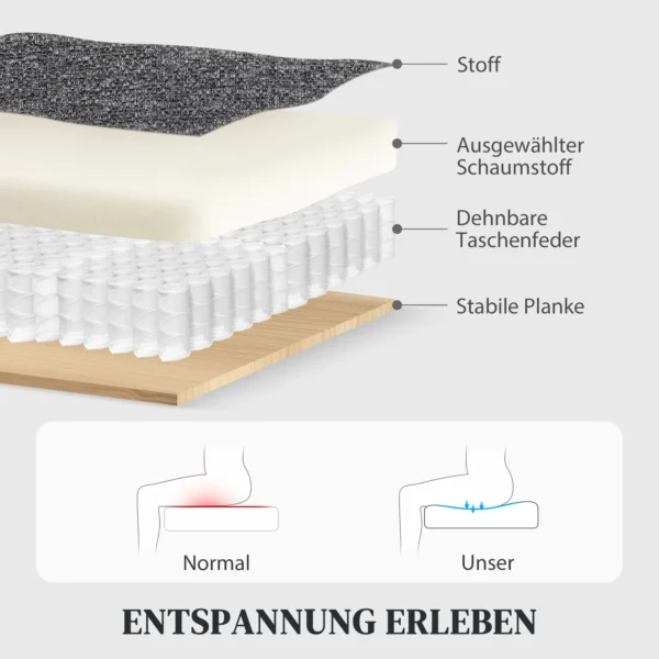 3 zitsbank, individueel verstelbare rugleuningen, voetensteun, stoffen bekleding, metaal, grijs 7