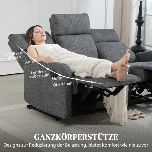 3 zitsbank, individueel verstelbare rugleuningen, voetensteun, stoffen bekleding, metaal, grijs 8