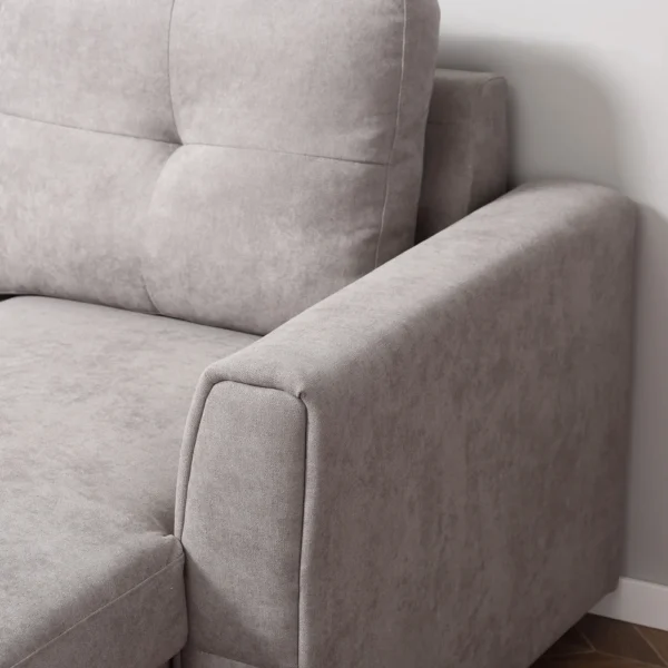 3 zitsbank met slaapfunctie, slaapbank met chaise longue, gestoffeerde bank, grijs 10