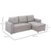 3 zitsbank met slaapfunctie, slaapbank met chaise longue, gestoffeerde bank, grijs 4
