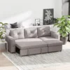 3 zitsbank met slaapfunctie, slaapbank met chaise longue, gestoffeerde bank, grijs 8