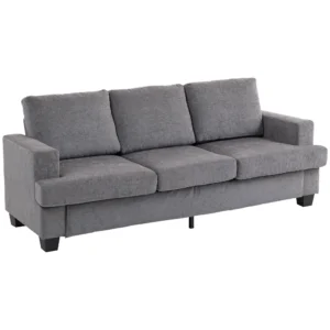 3 zitsbank, woonkamerbank voor 3 personen, stoffen bekleding, stalen frame, gestoffeerde bank, grijs 1