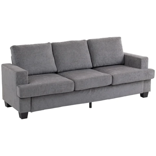 3 zitsbank, woonkamerbank voor 3 personen, stoffen bekleding, stalen frame, gestoffeerde bank, grijs 1