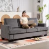 3 zitsbank, woonkamerbank voor 3 personen, stoffen bekleding, stalen frame, gestoffeerde bank, grijs 8