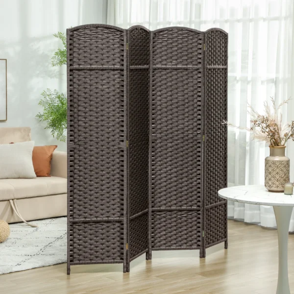 4 delige kamerscherm, opvouwbare privacy scherm, privacy wand voor woonkamer, slaapkamer, thuiskantoor, bruin 2