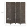 4 delige kamerscherm, opvouwbare privacy scherm, privacy wand voor woonkamer, slaapkamer, thuiskantoor, bruin 4