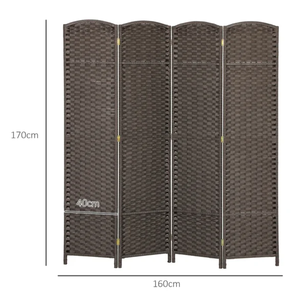 4 delige kamerscherm, opvouwbare privacy scherm, privacy wand voor woonkamer, slaapkamer, thuiskantoor, bruin 4