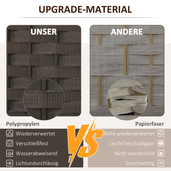 4 delige kamerscherm, opvouwbare privacy scherm, privacy wand voor woonkamer, slaapkamer, thuiskantoor, bruin 5