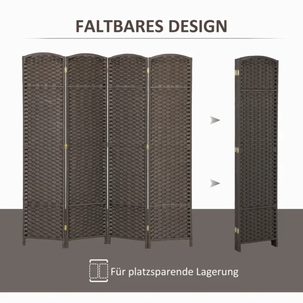 4 delige kamerscherm, opvouwbare privacy scherm, privacy wand voor woonkamer, slaapkamer, thuiskantoor, bruin 6