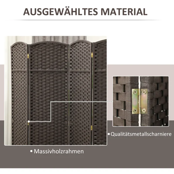 4 delige kamerscherm, opvouwbare privacy scherm, privacy wand voor woonkamer, slaapkamer, thuiskantoor, bruin 7