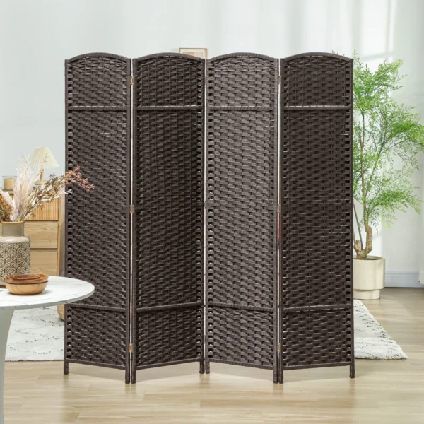 4 delige kamerscherm, opvouwbare privacy scherm, privacy wand voor woonkamer, slaapkamer, thuiskantoor, bruin 8