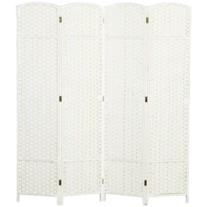 4 delige kamerscherm, opvouwbare privacy scherm, privacy wand voor woonkamer, slaapkamer, thuiskantoor, wit 1