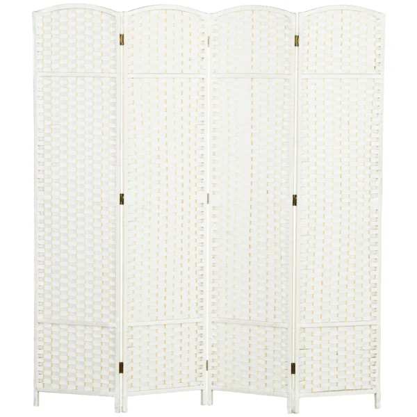 4 delige kamerscherm, opvouwbare privacy scherm, privacy wand voor woonkamer, slaapkamer, thuiskantoor, wit 1