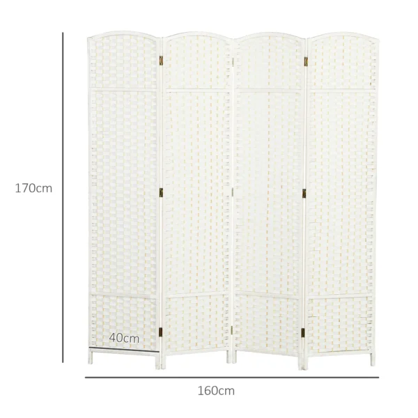 4 delige kamerscherm, opvouwbare privacy scherm, privacy wand voor woonkamer, slaapkamer, thuiskantoor, wit 4