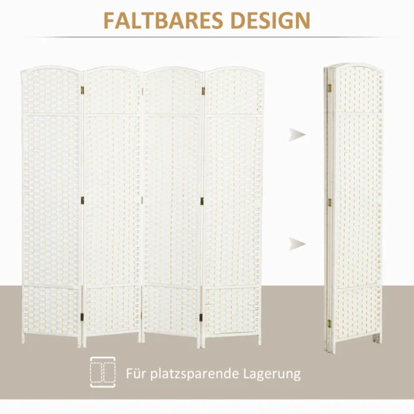 4 delige kamerscherm, opvouwbare privacy scherm, privacy wand voor woonkamer, slaapkamer, thuiskantoor, wit 6