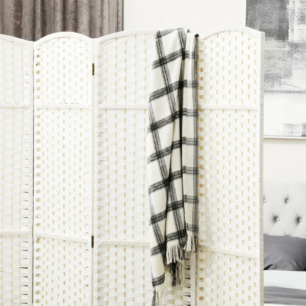 4 delige kamerscherm, opvouwbare privacy scherm, privacy wand voor woonkamer, slaapkamer, thuiskantoor, wit 8