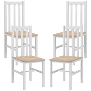 4 delige set keukenstoelen eetkamerstoelen stoelen, massief hout, modern design, 38,5 cm x 47,5 cm x 99 cm, natuur 1