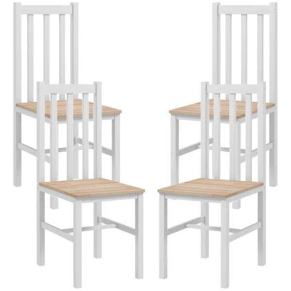 4 delige set keukenstoelen eetkamerstoelen stoelen, massief hout, modern design, 38,5 cm x 47,5 cm x 99 cm, natuur 1