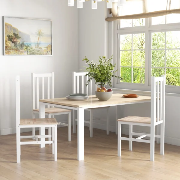 4 delige set keukenstoelen eetkamerstoelen stoelen, massief hout, modern design, 38,5 cm x 47,5 cm x 99 cm, natuur 2