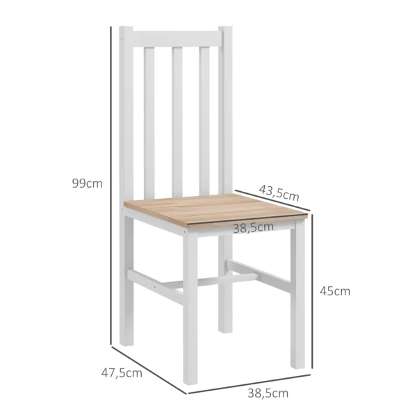 4 delige set keukenstoelen eetkamerstoelen stoelen, massief hout, modern design, 38,5 cm x 47,5 cm x 99 cm, natuur 4