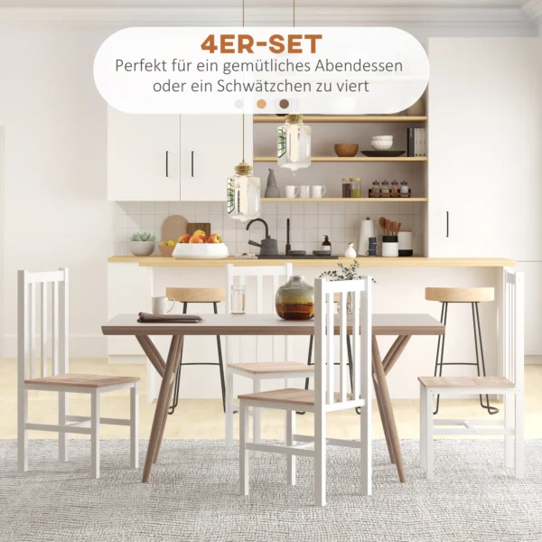 4 delige set keukenstoelen eetkamerstoelen stoelen, massief hout, modern design, 38,5 cm x 47,5 cm x 99 cm, natuur 5