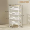 5 traps keukenwagen, houtlook, rolbaar, metalen frame, 4 lades, wit 4