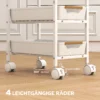 5 traps keukenwagen, houtlook, rolbaar, metalen frame, 4 lades, wit 6