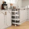 5 traps keukenwagen, houtlook, rolbaar, metalen frame, 4 lades, wit 7