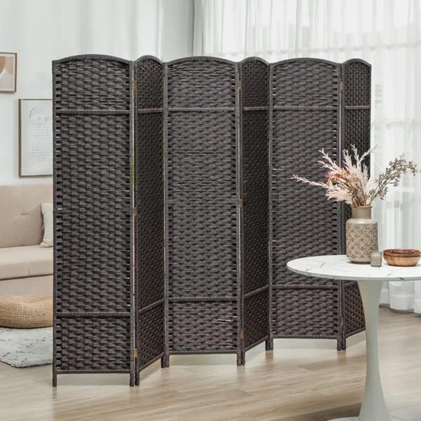 6 delig kamerscherm, opvouwbare privacybescherming, privacywand voor woonkamer, slaapkamer, thuiskantoor, bruin 2