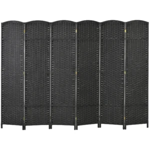 6 delige kamerscherm, opvouwbare privacy scherm, privacy wand voor woonkamer, slaapkamer, thuiskantoor, zwart 1